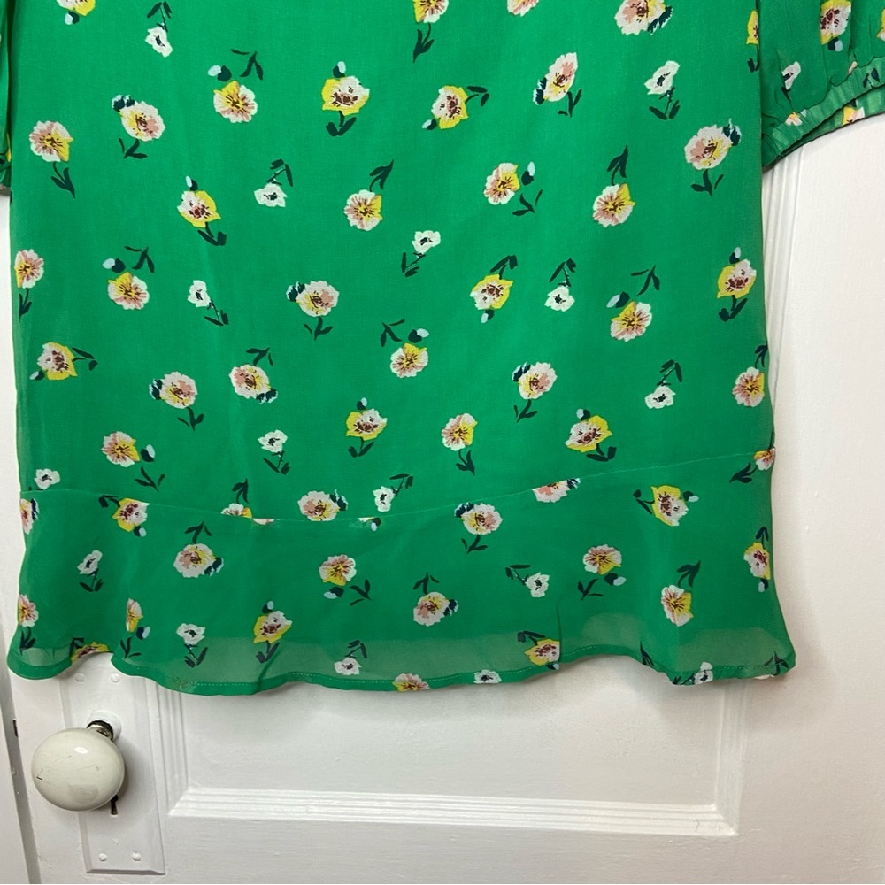 Lulu’s Field of Vision Green Floral Print Long Sleeve Mini Dress Feminine Medium - Picture 10 of 16